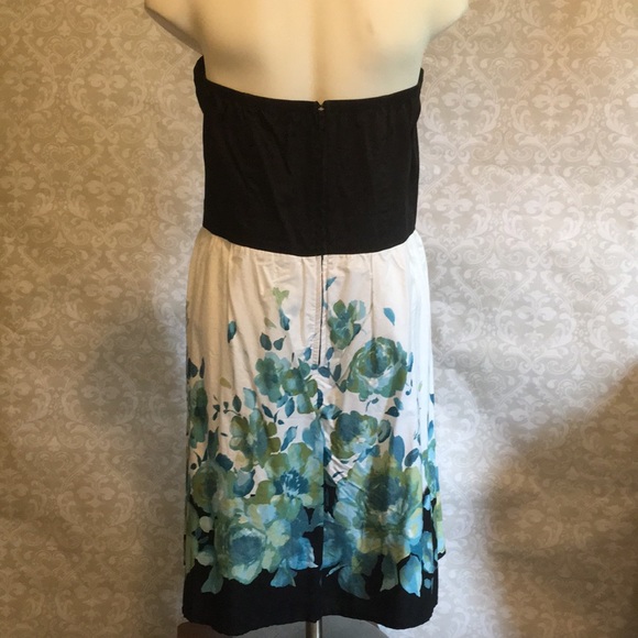 Strapless two tone with floral print dress size 12 - Picture 2 of 9